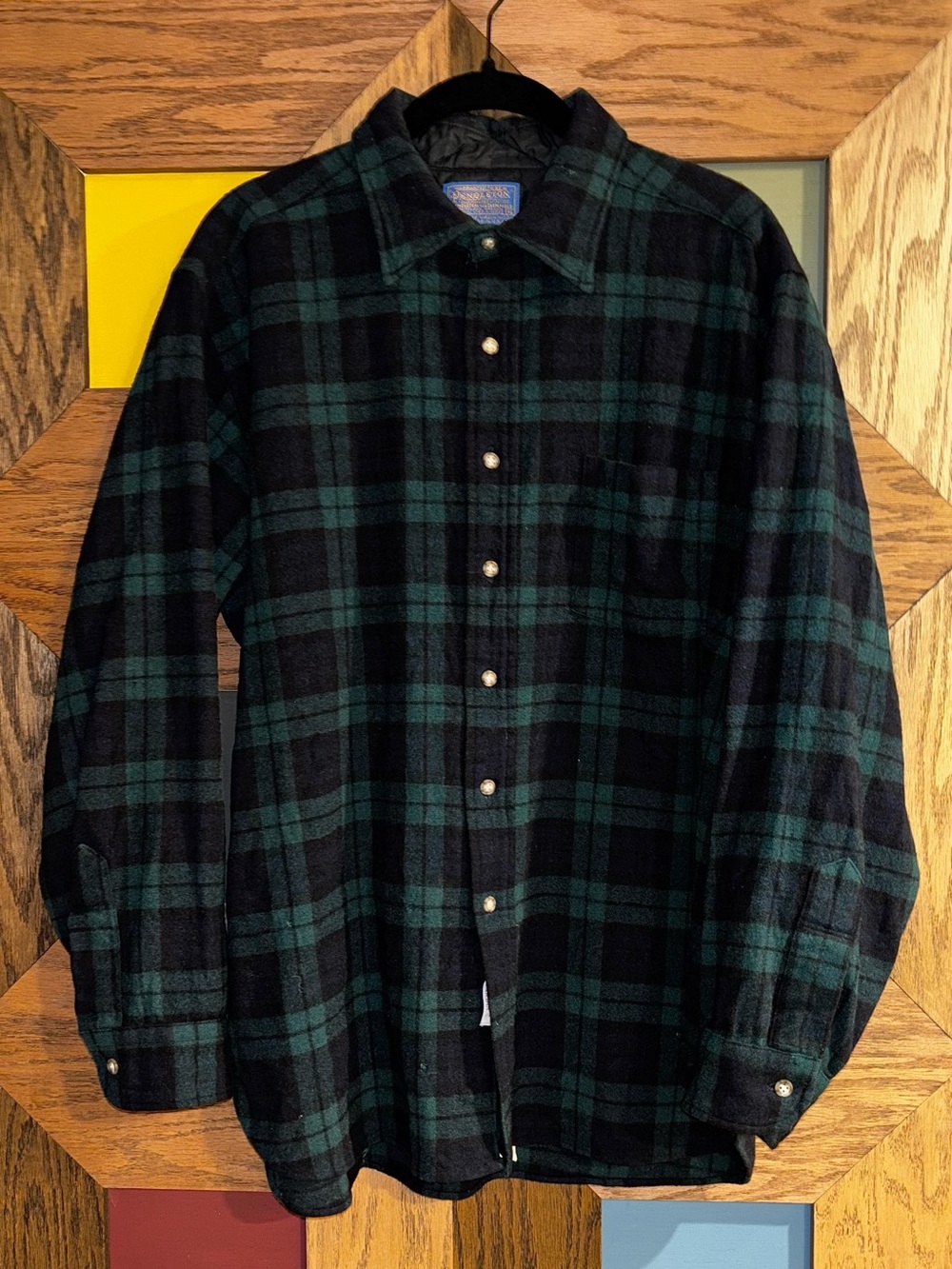 70s Pendleton Flannel Wool Black Watch Tartan Plaid True Vintage Shirt Sz M